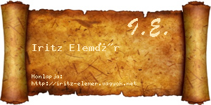 Iritz Elemér névjegykártya